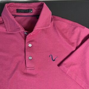 Greyson Mens Polo Shirt Medium Berry Pink brrr Cooling Performance Short Sleeve